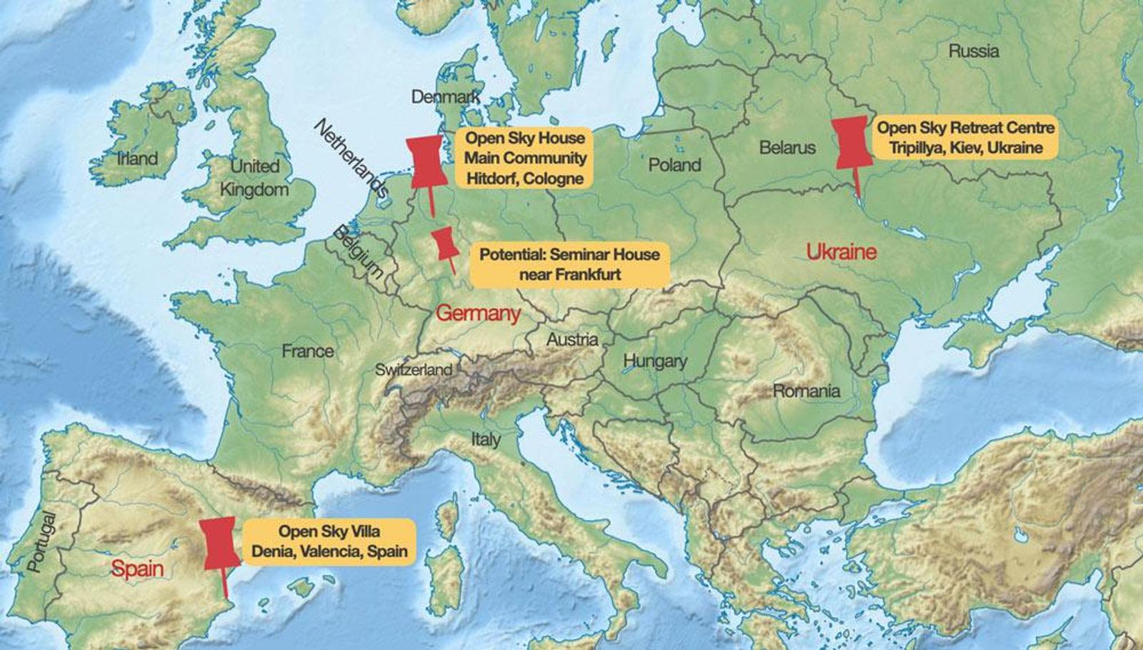 Map with all OpenSky Centers